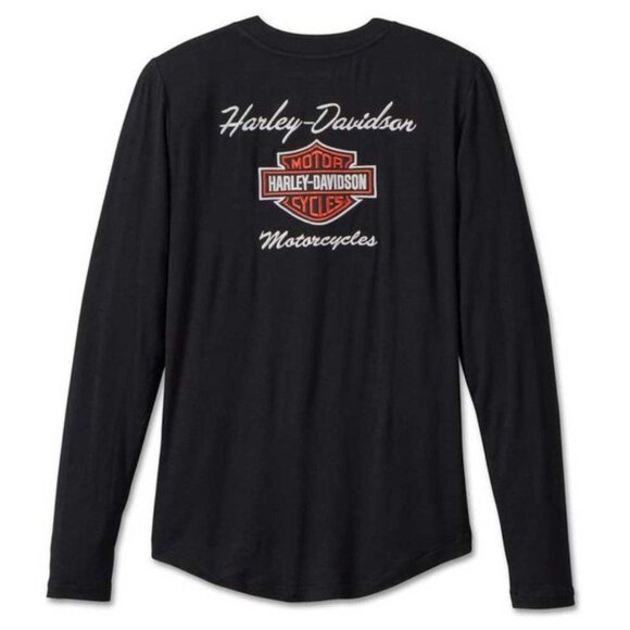 NWT Harley-Davidson® Women's Iconic Black Long Sleeve Henley - Size Small - Picture 2 of 7